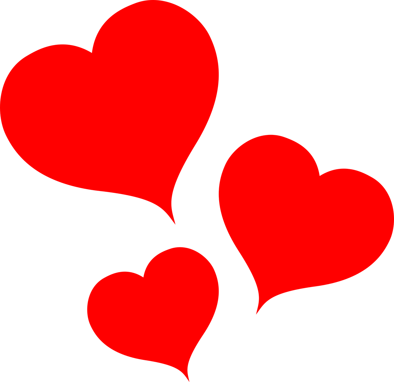three red hearts on a black background, by Valentine Hugo, computer art, cutie mark, had