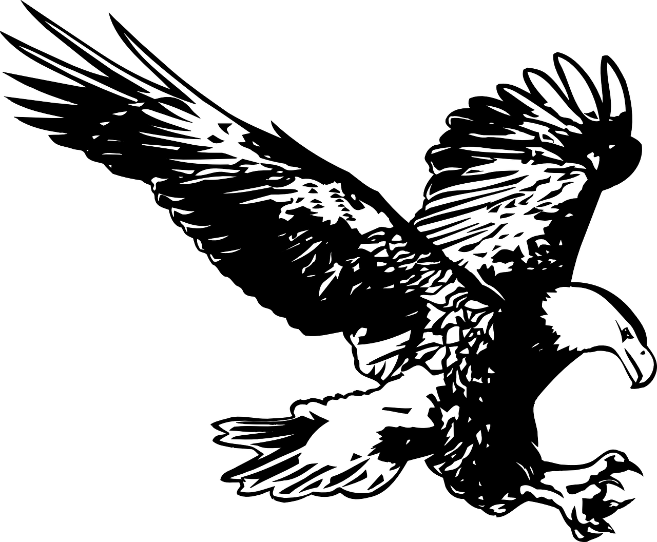 a black and white image of a bird of prey, vector art, inspired by Wojciech Siudmak, pixabay, digital art, amoled wallpaper, an eagle flying, promo image, !!! very coherent!!! vector art