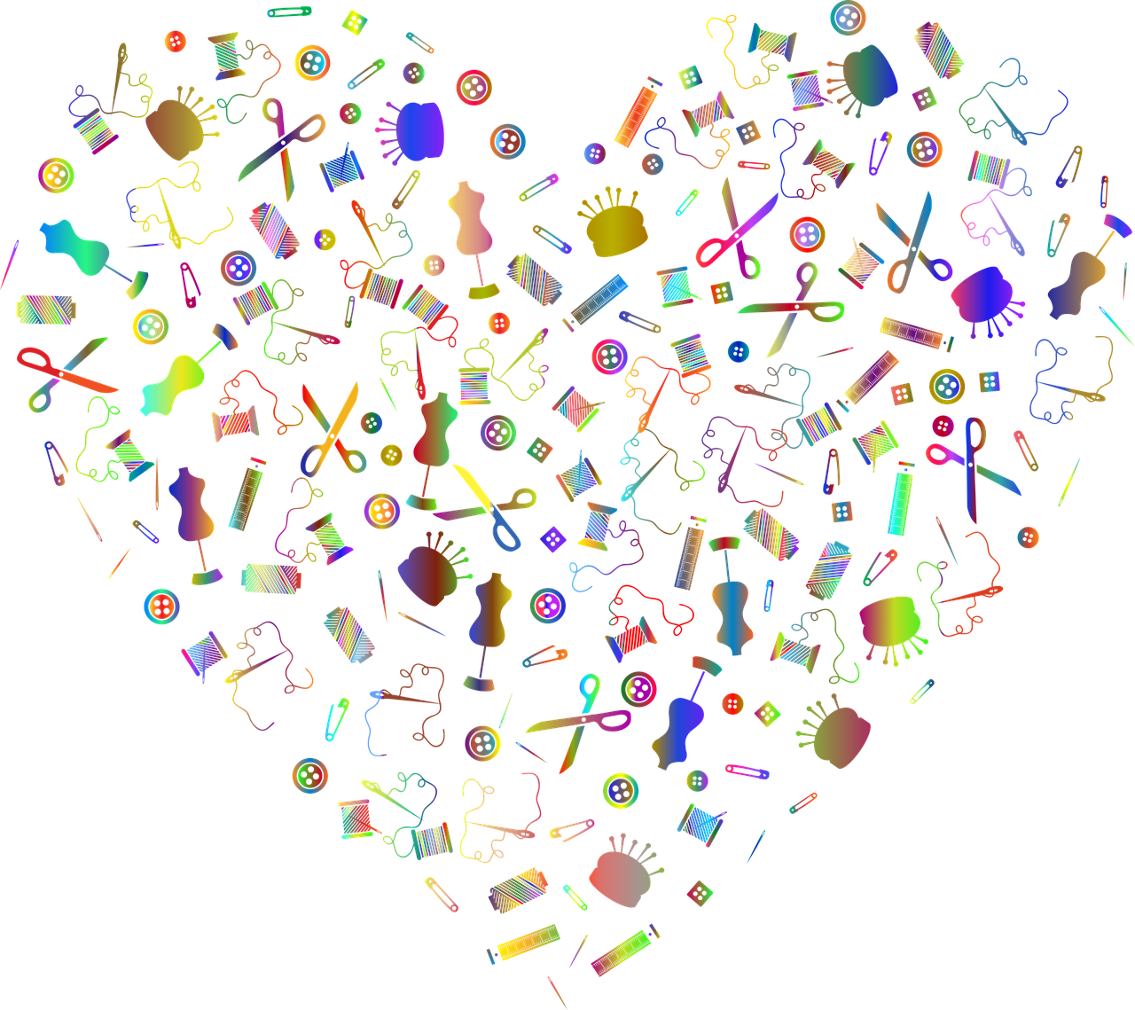 a heart shape filled with lots of different items, inspired by Milton Glaser, pixabay contest winner, computer art, siluette, confetti, black, toys