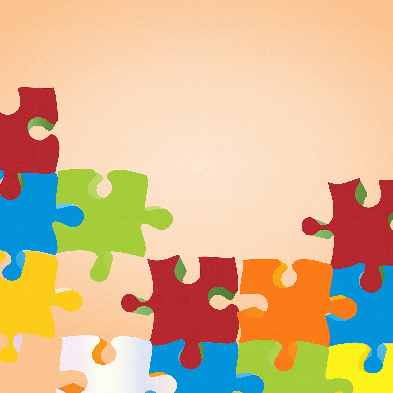 a group of puzzle pieces sitting on top of each other, a jigsaw puzzle, conceptual art, warm color scheme art rendition, colorful palette illustration, corners, smooth in _ the background