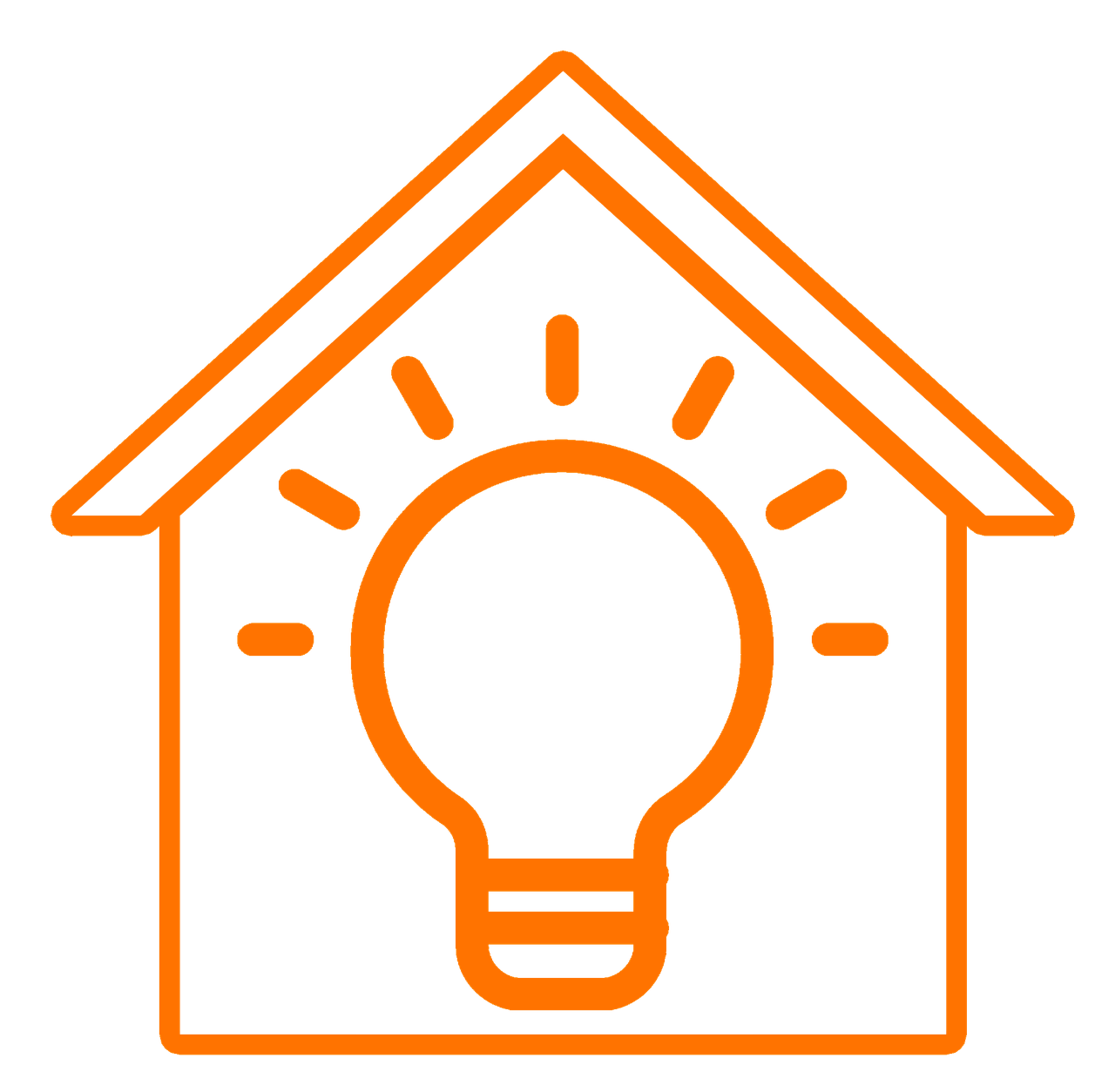 a house with a light bulb inside of it, black and orange, profile picture, power bright neon energy, educational