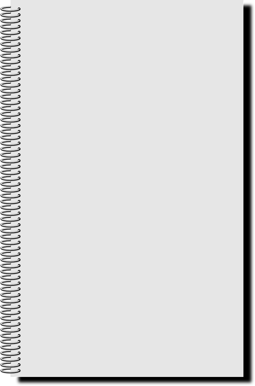 a black and white photo of a spiral notebook, a drawing, by Andrei Kolkoutine, pixabay, computer art, flat grey background, template layout, background image, no - text no - logo