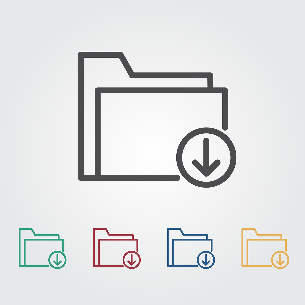 a file folder with a down arrow icon, shutterstock, computer art, different colors, reduced minimal illustration, masterpiece work, installation