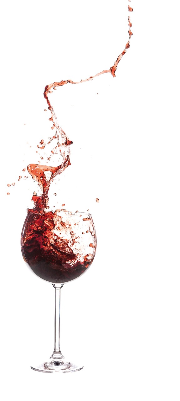 a glass of red wine being poured into it, a digital rendering, by Alexander Fedosav, figuration libre, set against a white background, posterized, istockphoto, boke