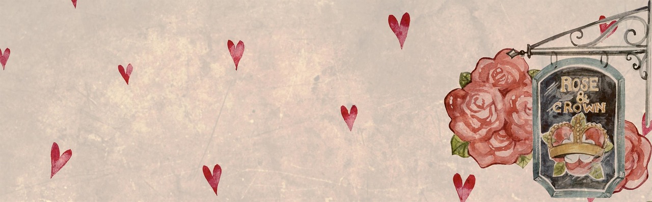 a painting of a sign hanging from the side of a building, by Riusuke Fukahori, trending on pixabay, conceptual art, several hearts, textured parchment background, pale red, loosely cropped