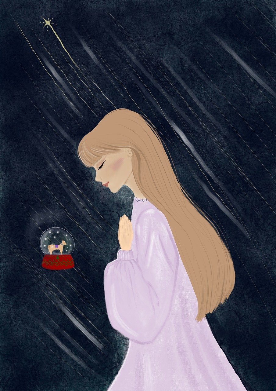 a drawing of a girl looking at a snow globe, a storybook illustration, inspired by Itō Shinsui, tumblr, portrait of taylor swift, low detailed. digital painting, rainy and gloomy atmosphere, cartoon style illustration