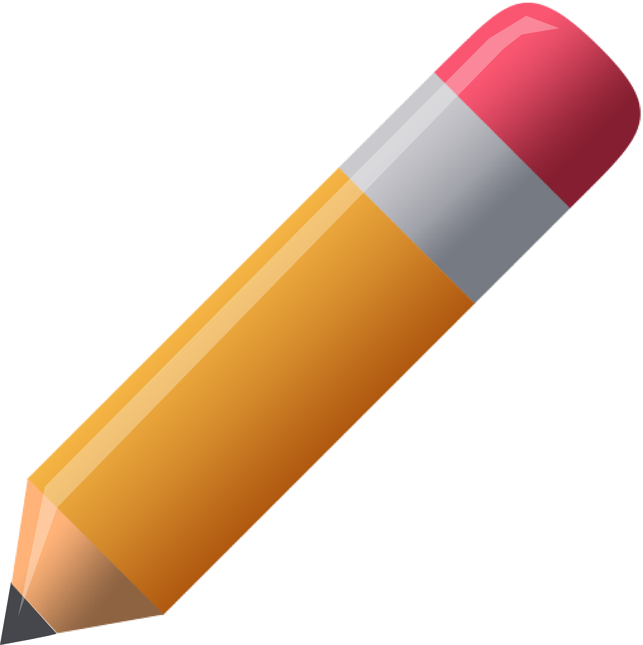 a close up of a pencil on a white background, by Matt Cavotta, computer art, clipart icon, no gradients, three quarter view, no text!