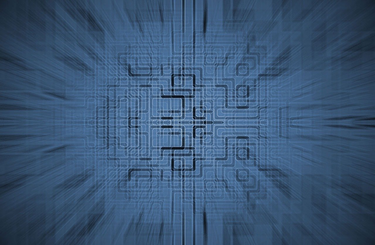 a blue background with a pattern of squares and rectangles, a digital rendering, flickr, energy trails, circuit boards))))), mid shot photo, 2 0 5 6 x 2 0 5 6