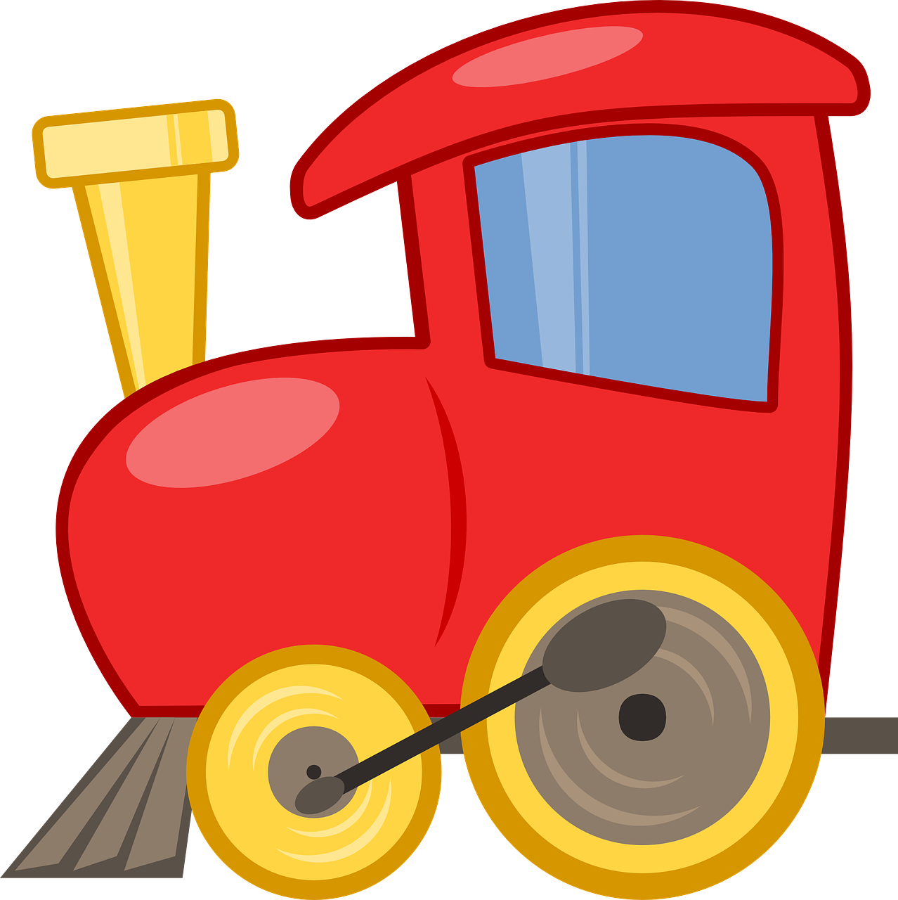 a red train engine with yellow wheels, inspired by Antônio Parreiras, black!!!!! background, cartoon image, upper body 2d game avatar, cotton