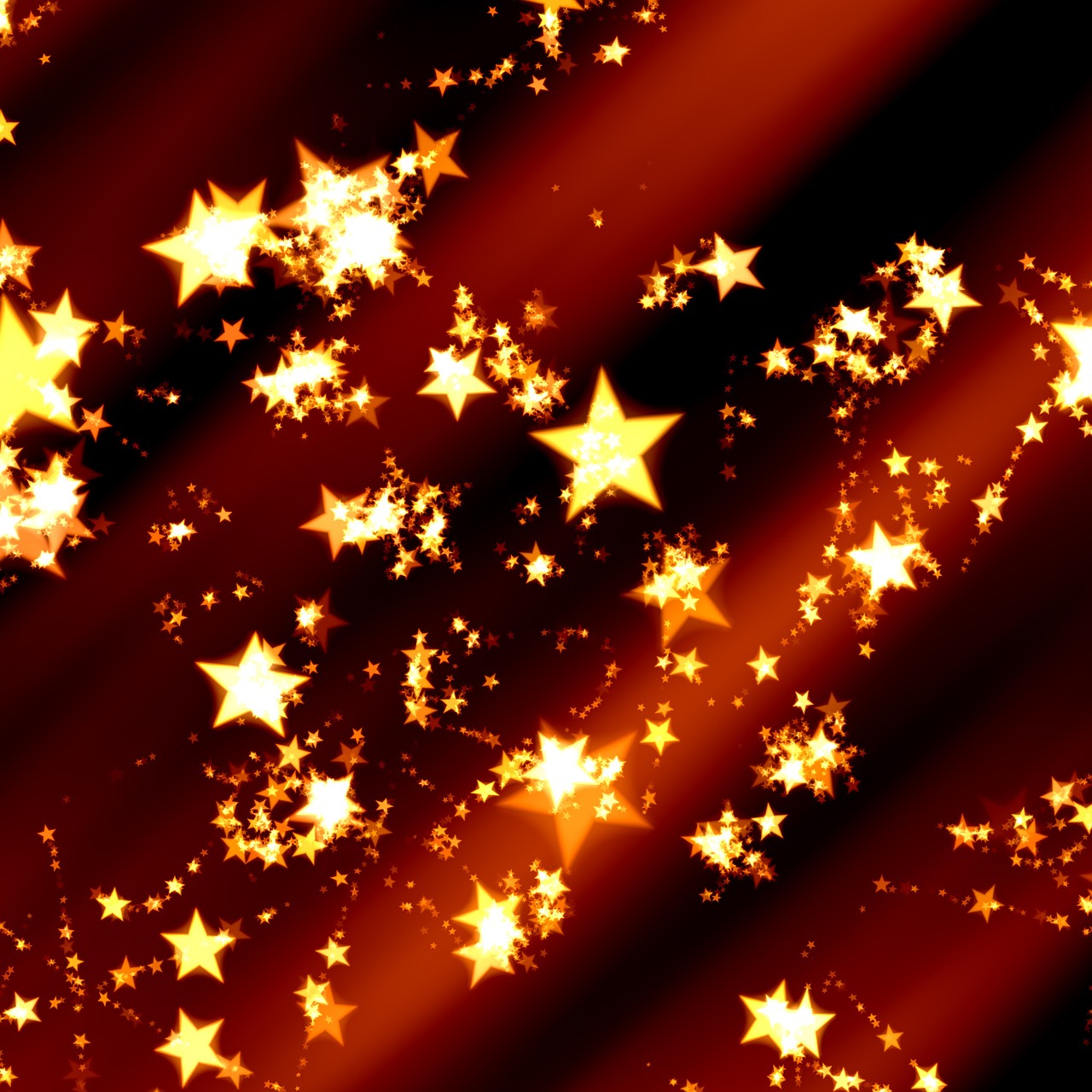 a lot of gold stars on a black background, digital art, flickr, glowing red, fireflies and sparkling wisps, stars and stripes, amber