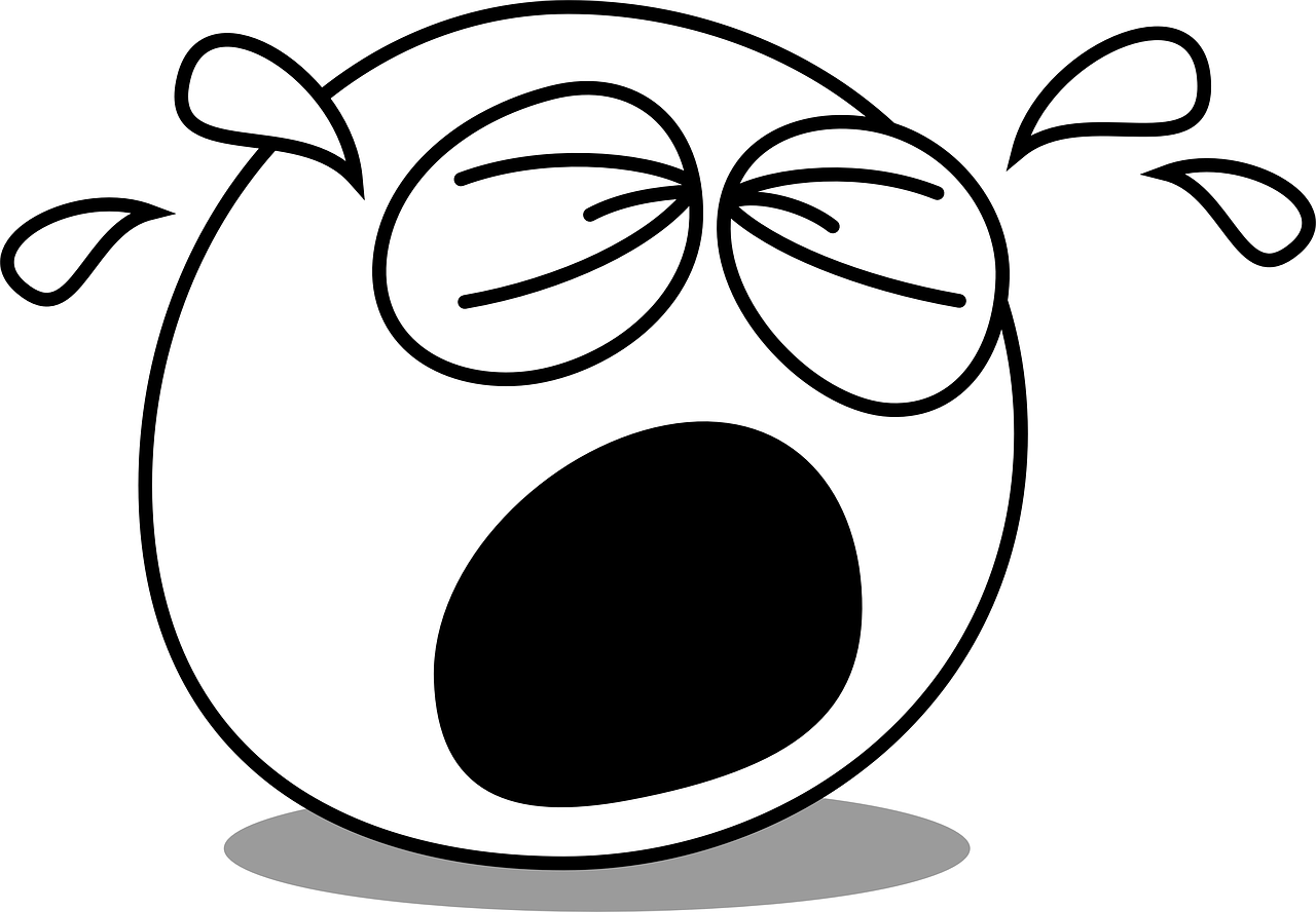 a black and white image of a crying face, a cartoon, reddit, mingei, yawning, [ digital art, john egbert, piggy