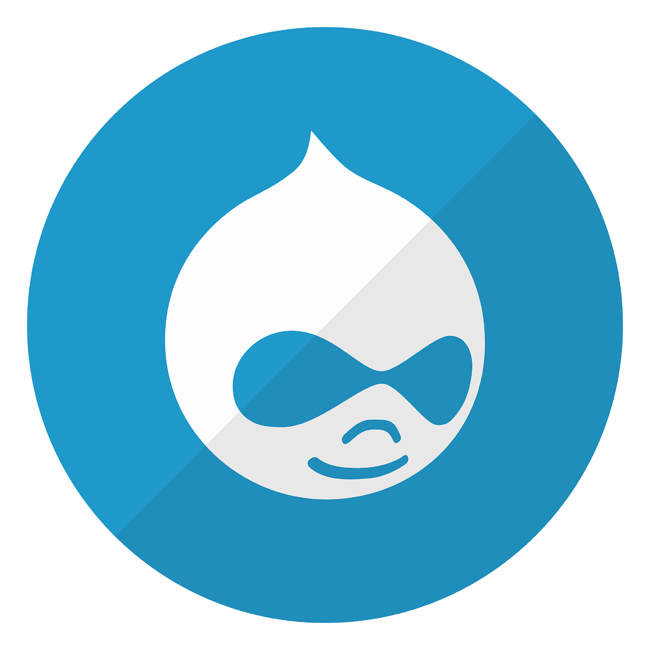 a white face in a blue circle with a long shadow, a digital rendering, reddit, platypus, gnome, drip, flat icon