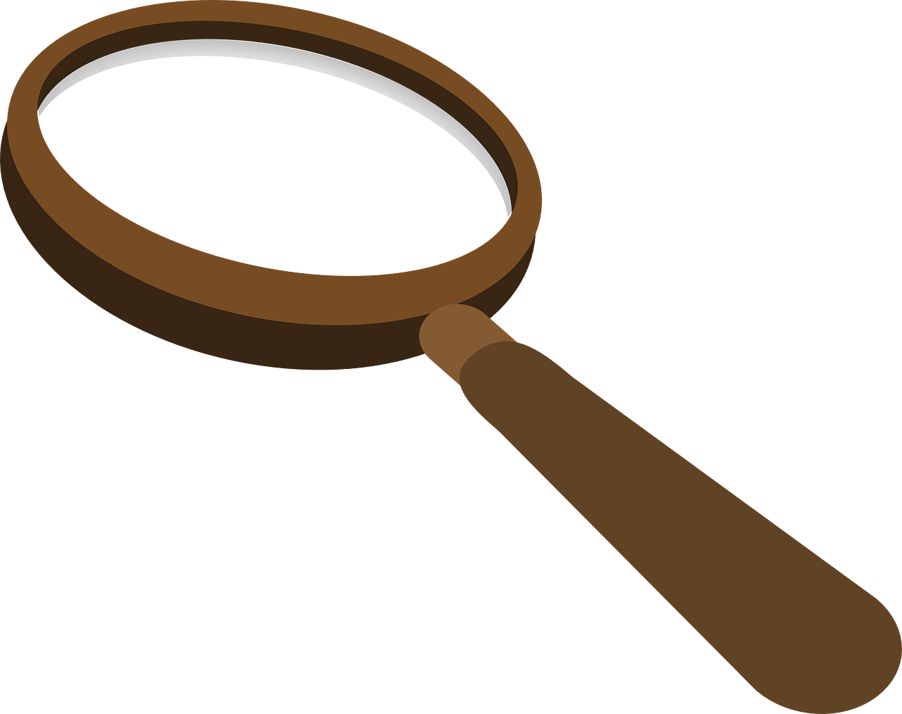 a magnifying glass with a wooden handle, a digital rendering, by Joseph Henderson, pixabay, hurufiyya, black and brown colors, everyday plain object, inspect in inventory image, cartoonish and simplistic