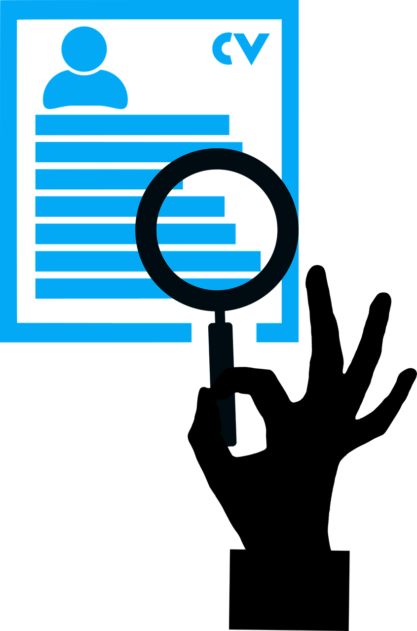 a magnifying glass sitting on top of a piece of paper, a screenshot, by Matt Cavotta, flickr, conceptual art, black and blue color scheme, pictogram, stacked image, inspect in inventory image