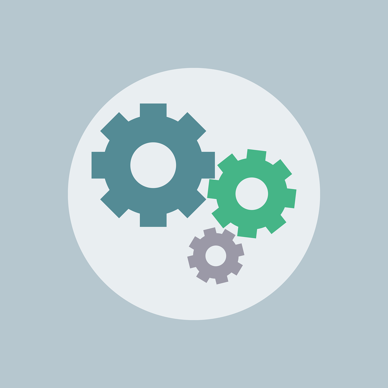 a couple of gears sitting next to each other, vector art, flat colour, soft round features, ios app icon, on a gray background