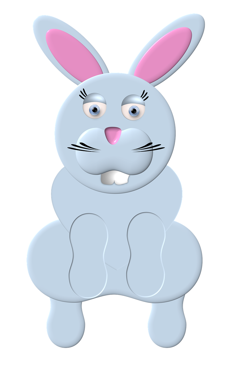 a cartoon bunny sitting in front of a black background, a raytraced image, digital art, flash photo, 3d render of a blue eyes, loony toons style, the photo shows a large
