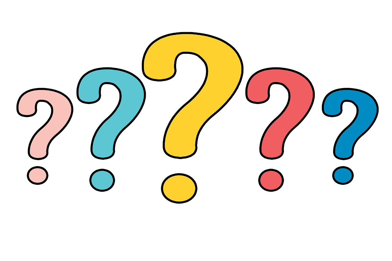 a group of question marks on a black background, shutterstock, turquoise pink and yellow, background image