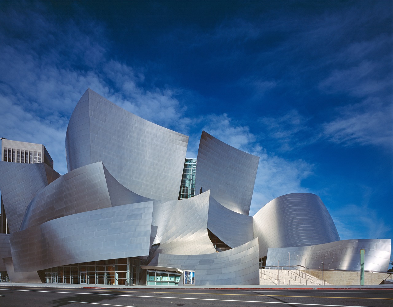 the exterior of the walt concert hall designed by frank frank frank frank frank frank frank frank frank, flickr, modernism, cinematic. ”, [[fantasy]], dezeen, taken in the late 2000s