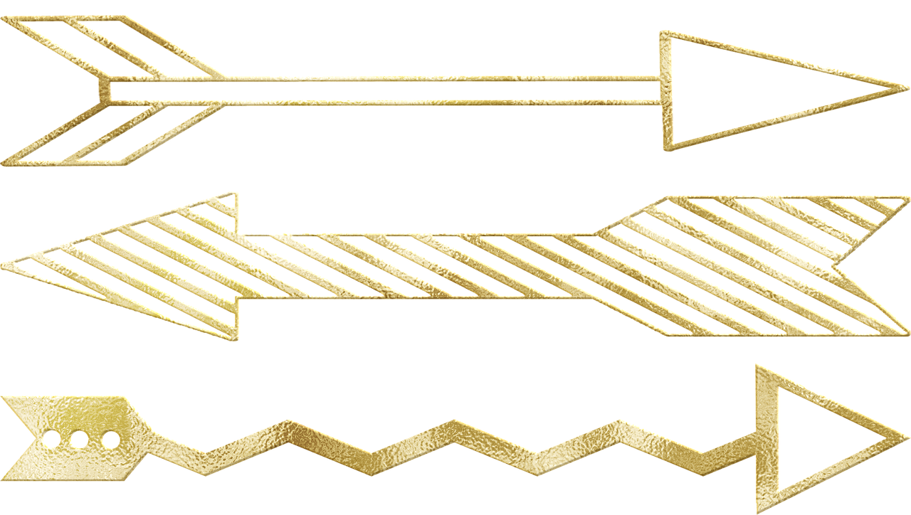 a set of gold arrows on a black background, pexels, digital art, art deco borders, gold belt, keys, 3 - piece