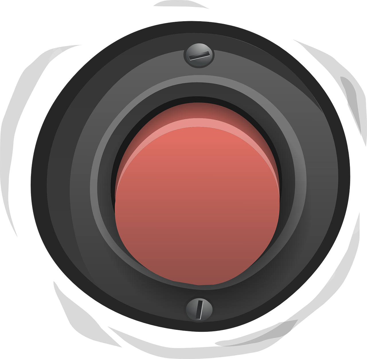 a close up of a red button on a black background, a digital rendering, by John Button, wikihow illustration, cone, [ horror game ], portal 3
