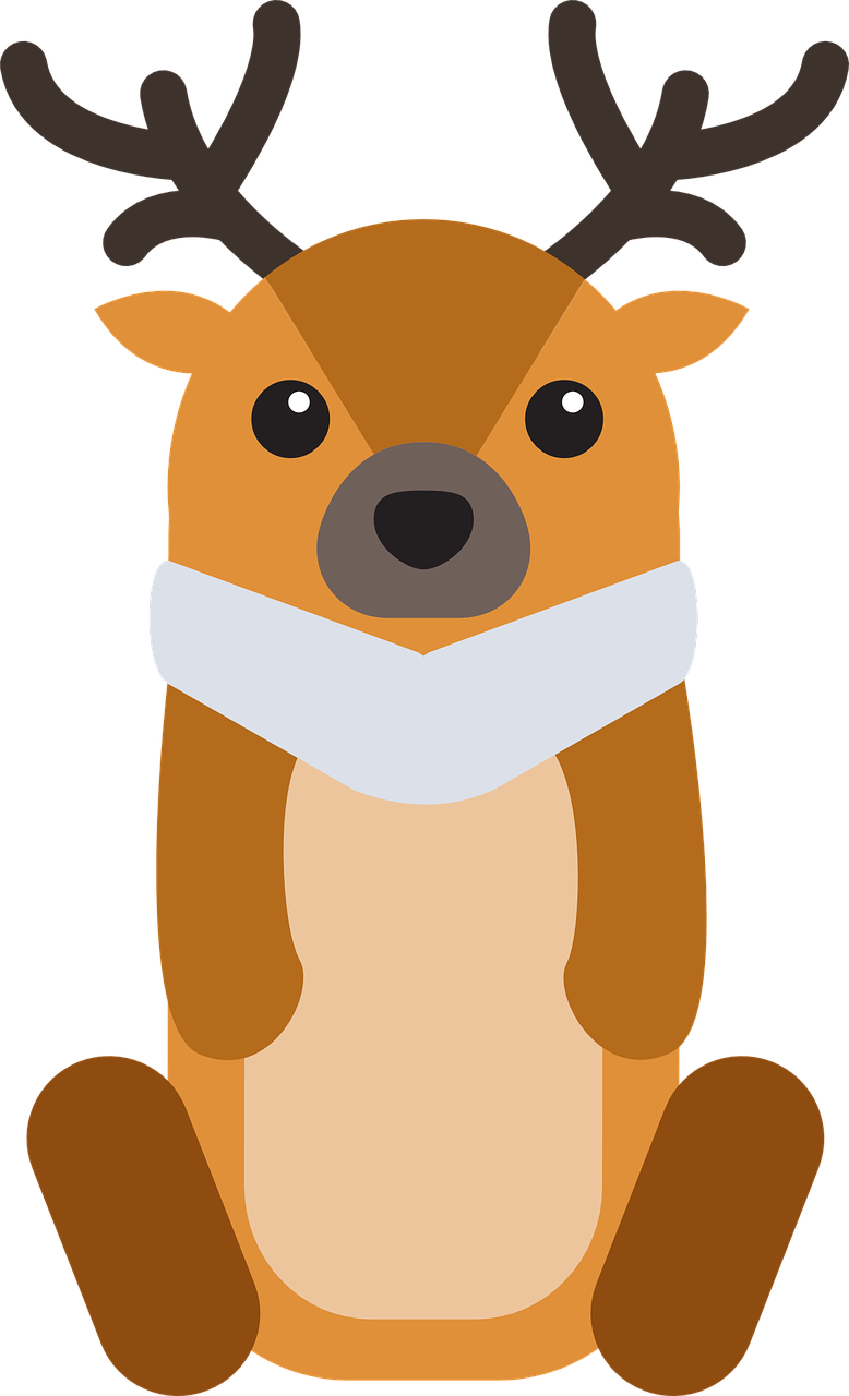 a deer with a scarf around its neck, inspired by Marten Post, reddit, mingei, cartoonish vector style, capybara, closeup!!!!!!, doge