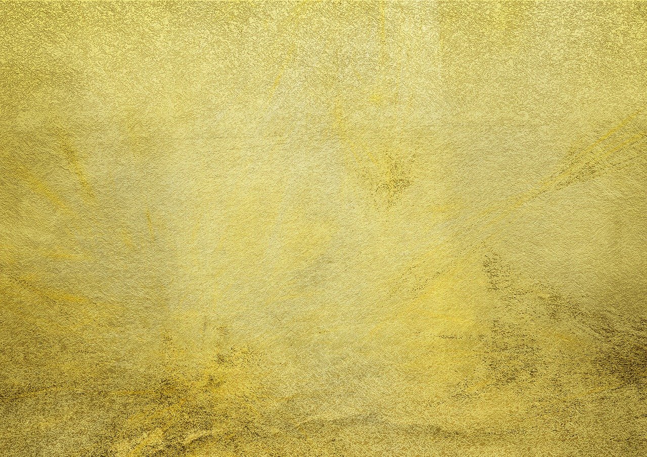 a close up of a wall with a clock on it, an ultrafine detailed painting, shutterstock, fine art, relaxed. gold background, watercolor texture, shaded, gold foil
