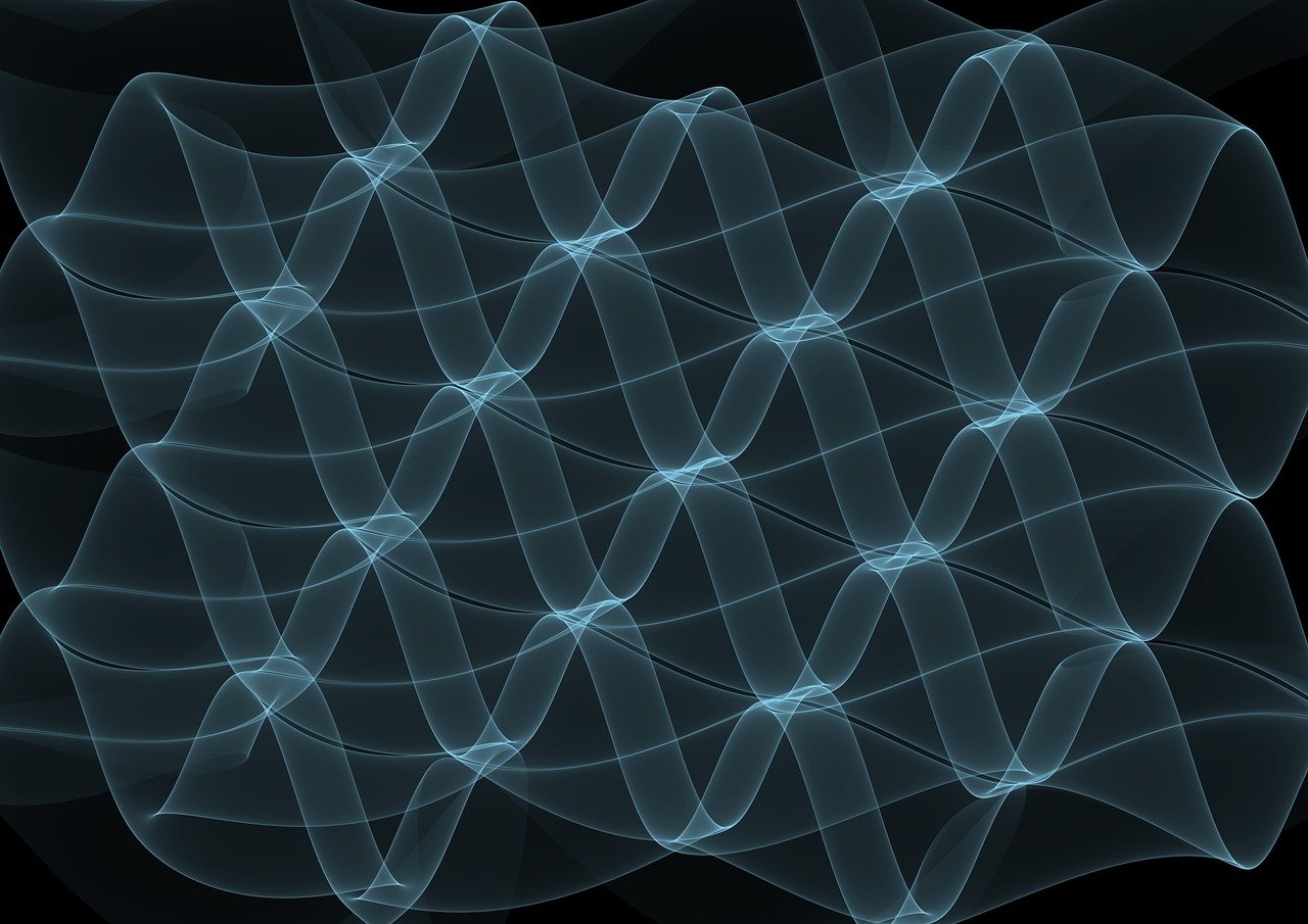 a computer generated image of a computer generated image of a computer generated image of a computer generated image of a computer generated image of a computer generated, inspired by Lorentz Frölich, shutterstock, infinity glyph waves, dark smooth background, stock photo