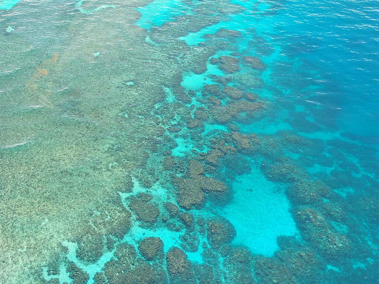 an aerial view of a large body of water, a photo, delicate coral sea bottom, low, oz, tourist destination