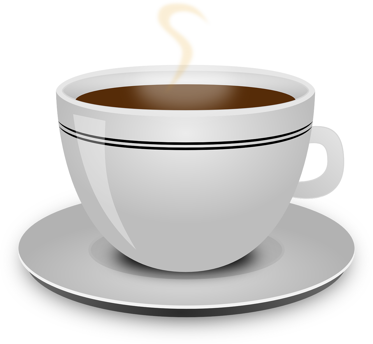 a cup of coffee with a question mark on it, a digital rendering, pixabay, minimalism, served on a plate, detailed vector, huge cup of coffee, three - quarter view
