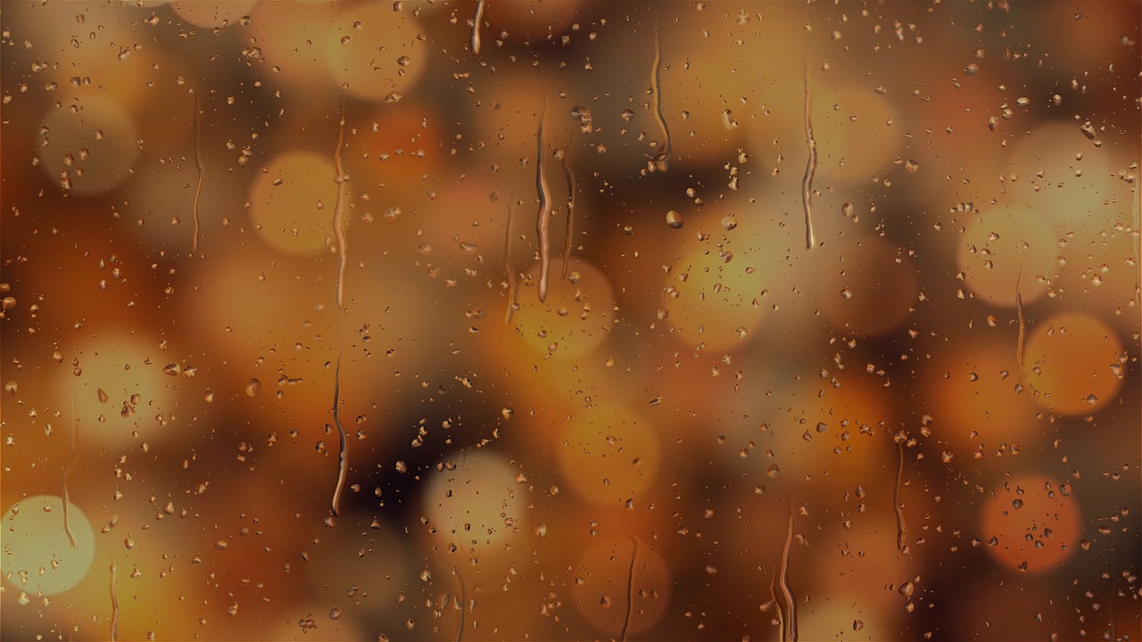 a close up of a rain covered window, a digital rendering, by Béla Nagy Abodi, trending on pixabay, soft diffuse autumn lights, light brown background, orange backgorund, tear drops