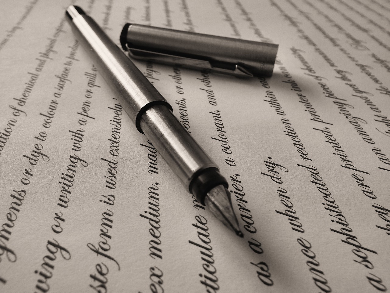 a pen sitting on top of a piece of paper, by Julian Allen, words, photo realistic render, excellent composition, law contrasts