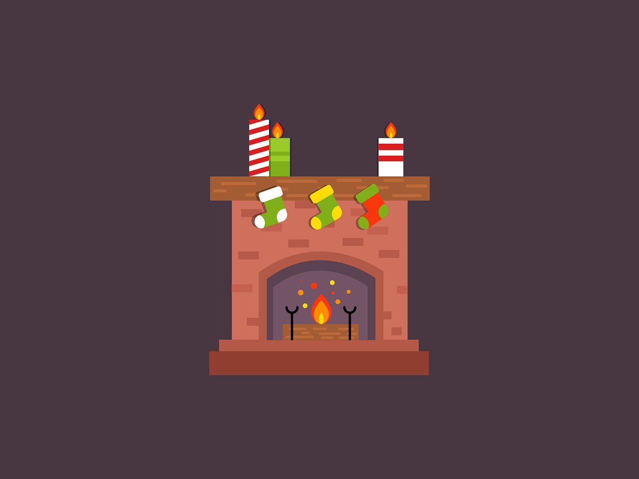 a fireplace with a bunch of candles on top of it, shutterstock contest winner, pixel art, dribbble illustration, snacks, simple 2d flat design, toys