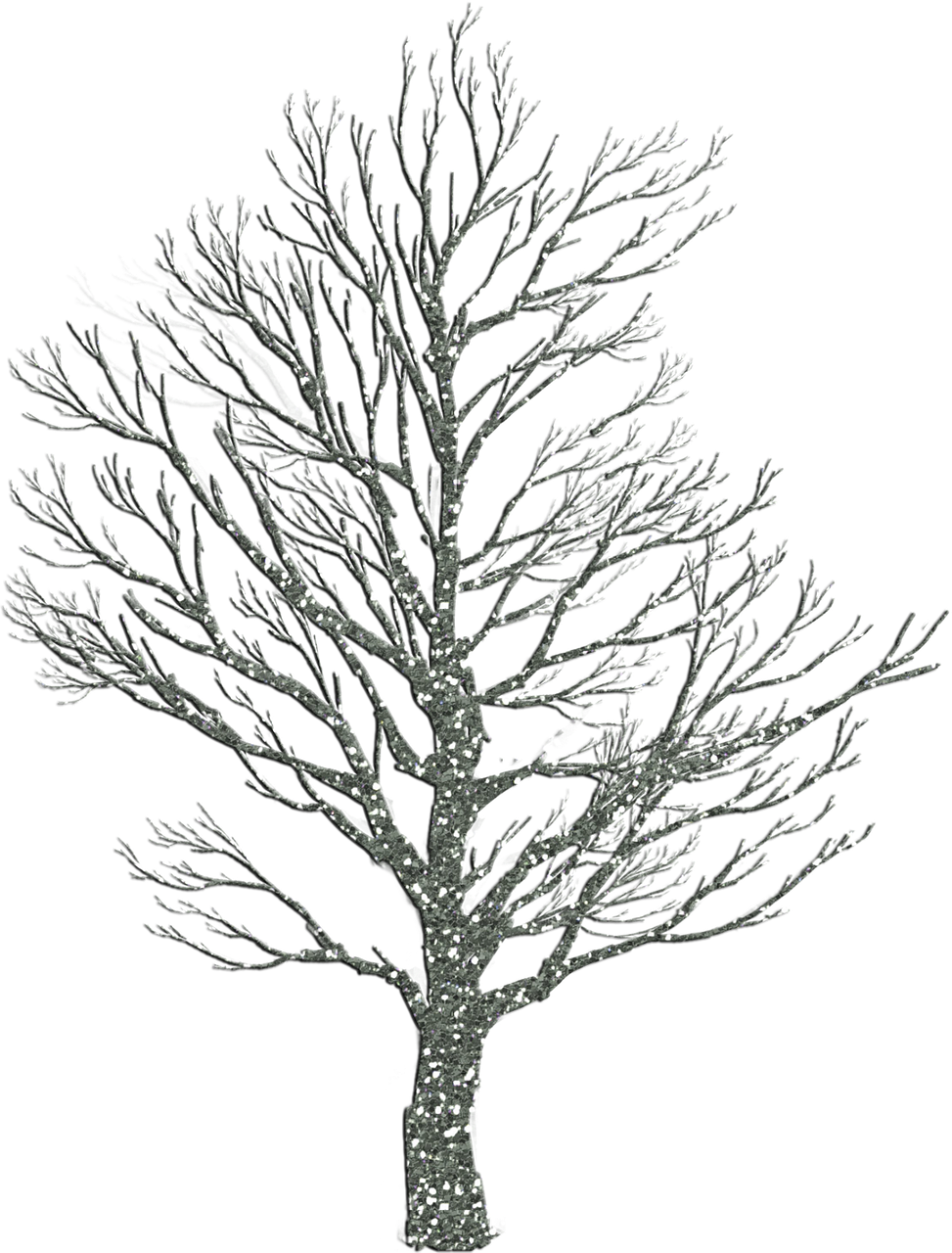 a black and white photo of a tree, a stipple, zbrush central, made out of shiny silver, (3 are winter, [bioluminescense, drawn in microsoft paint