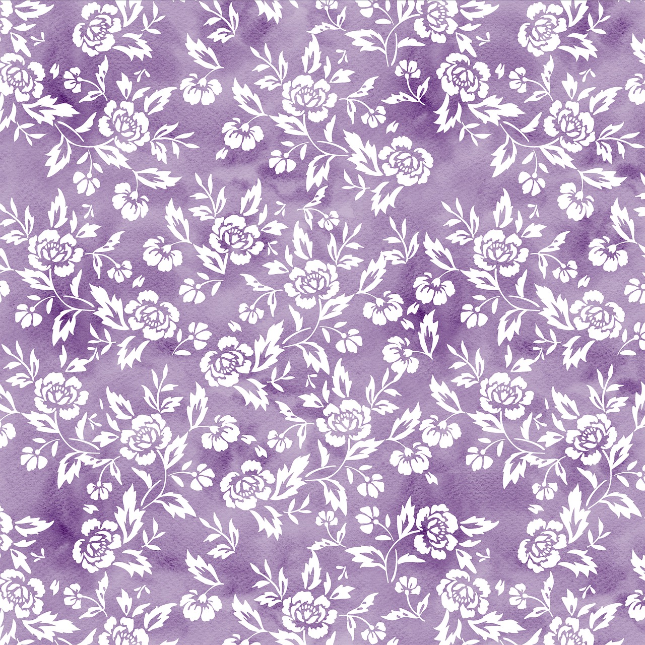 a pattern of white flowers on a purple background, a portrait, inspired by Katsushika Ōi, watercolor background, rose-brambles, brocade, washed out background