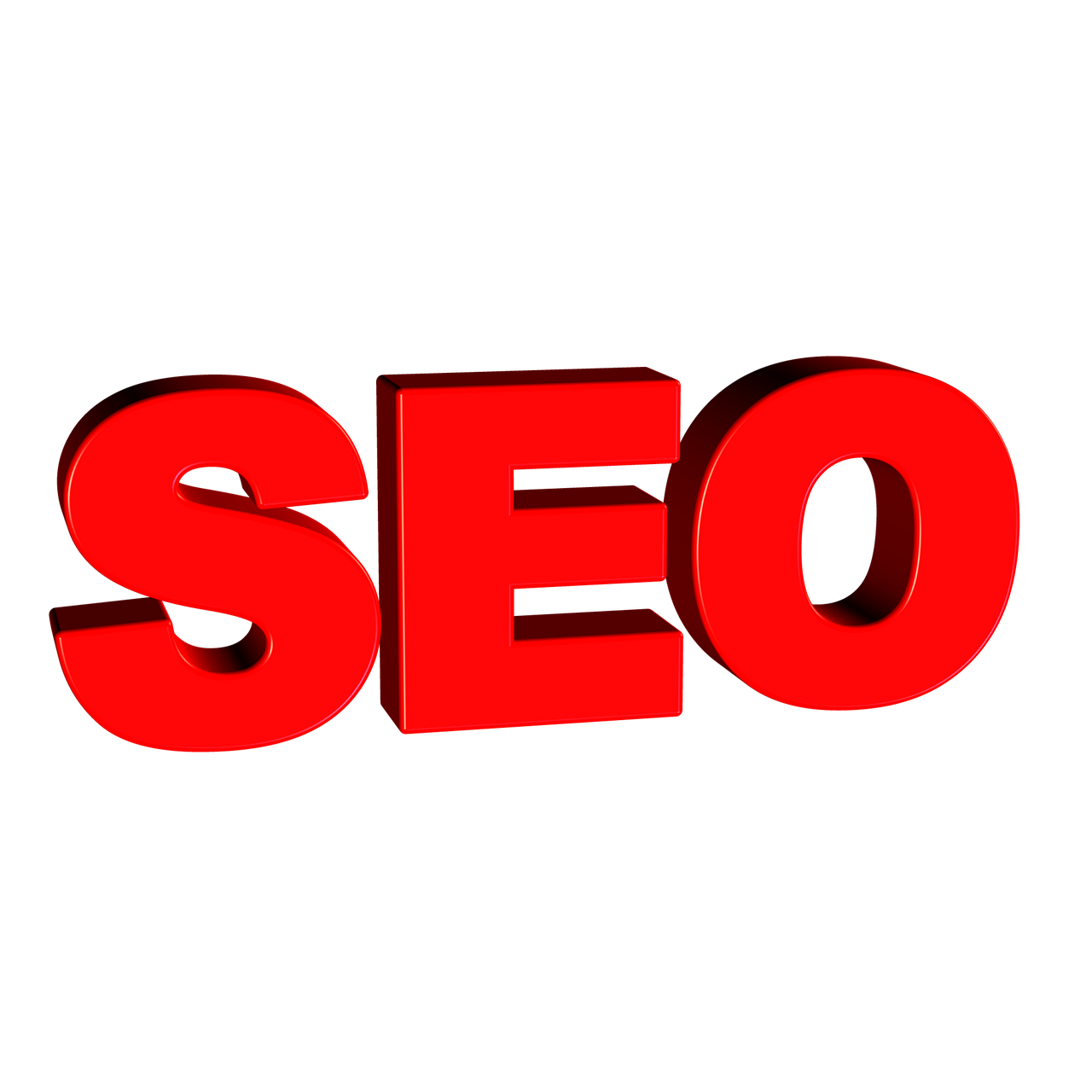 a red seo word on a black background, for hire 3d artist, avatar for website, albuquerque, you can see in the picture