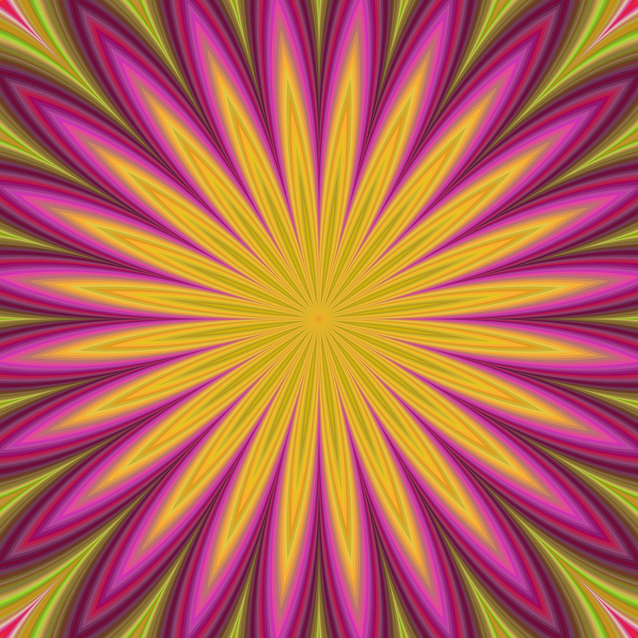 a computer generated image of a flower, inspired by Kenneth Noland, psychedelic art, hot pink and gold color scheme, amazing background, high definition screenshot, sunburst