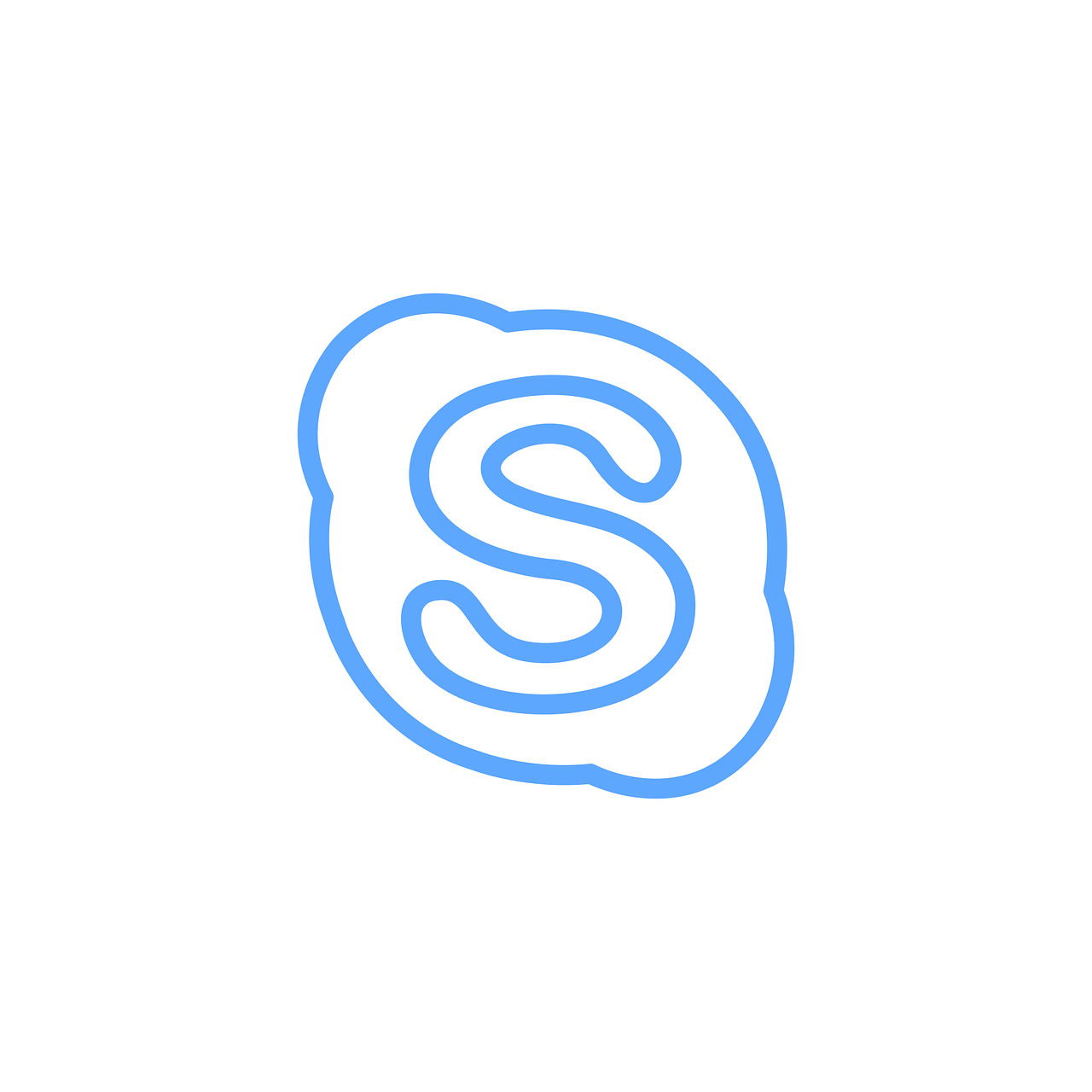 a blue outline of a letter s on a white background, by Seb McKinnon, reddit, stuckism, corporate phone app icon, brains, 🐋 as 🐘 as 🤖 as 👽 as 🐳, smiley profile