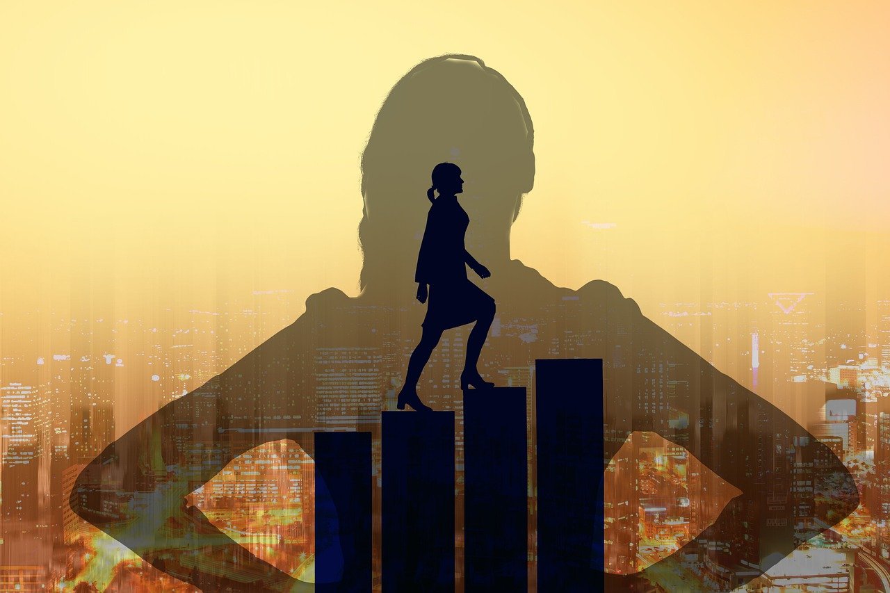 a woman standing on top of a tall building, digital art, trending on pixabay, figurativism, you grow. then you focus on shit, city background in silhouette, strong leader, female lawyer