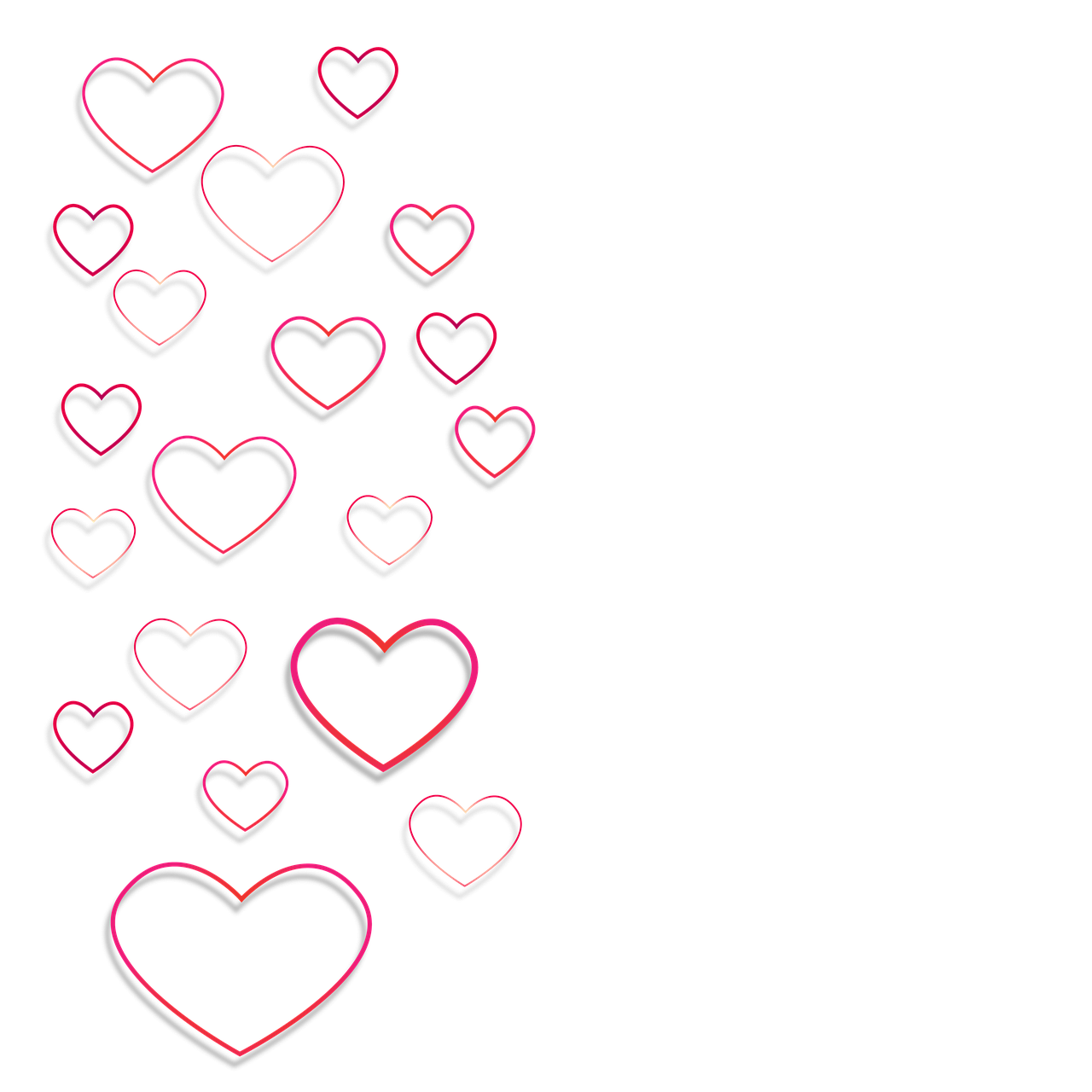 a bunch of hearts on a black background, inspired by Peter Alexander Hay, computer art, romantic simple path traced, half image, background image, view from the bottom