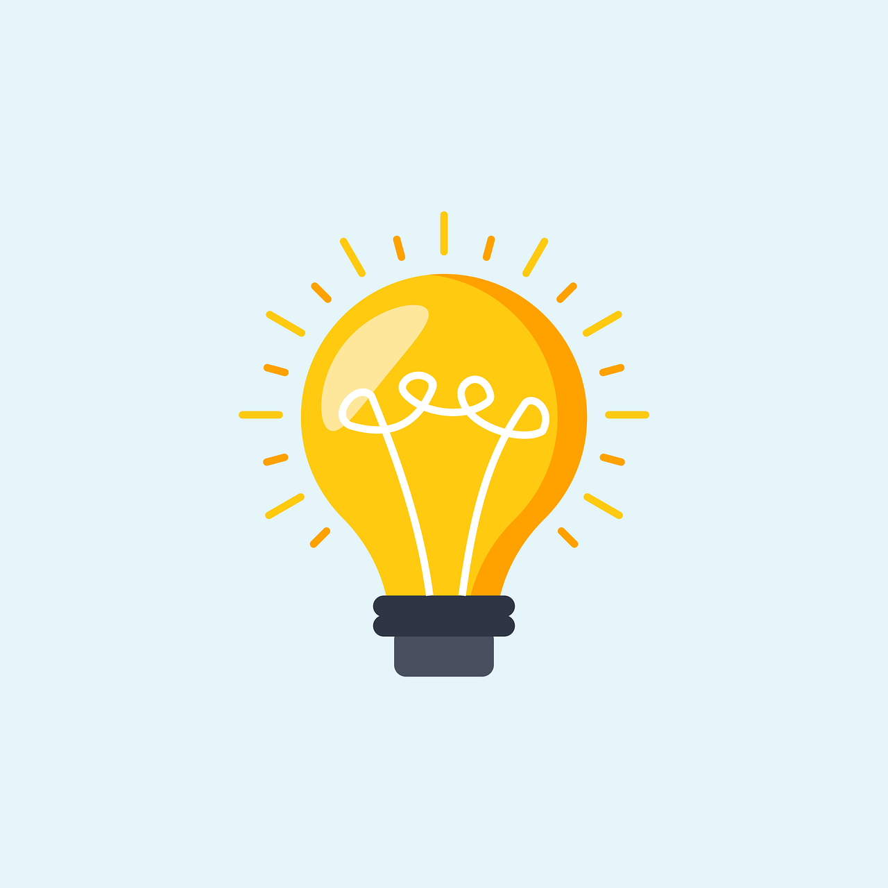 a yellow light bulb sitting on top of a table, by Ivan Trush, simple 2d flat design, blue and yellow color theme, bright sunny time, marie curie