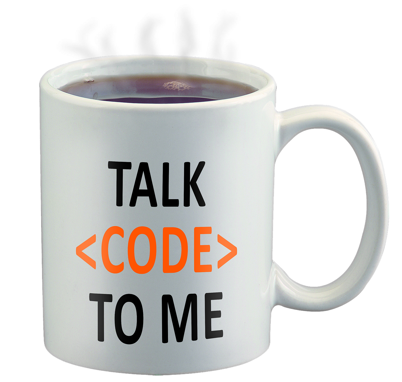 a coffee mug with the words talk code to me on it, by Jan Verkolje, pixabay, npc talking, full body shot, 2 0 1 0 photo, steam