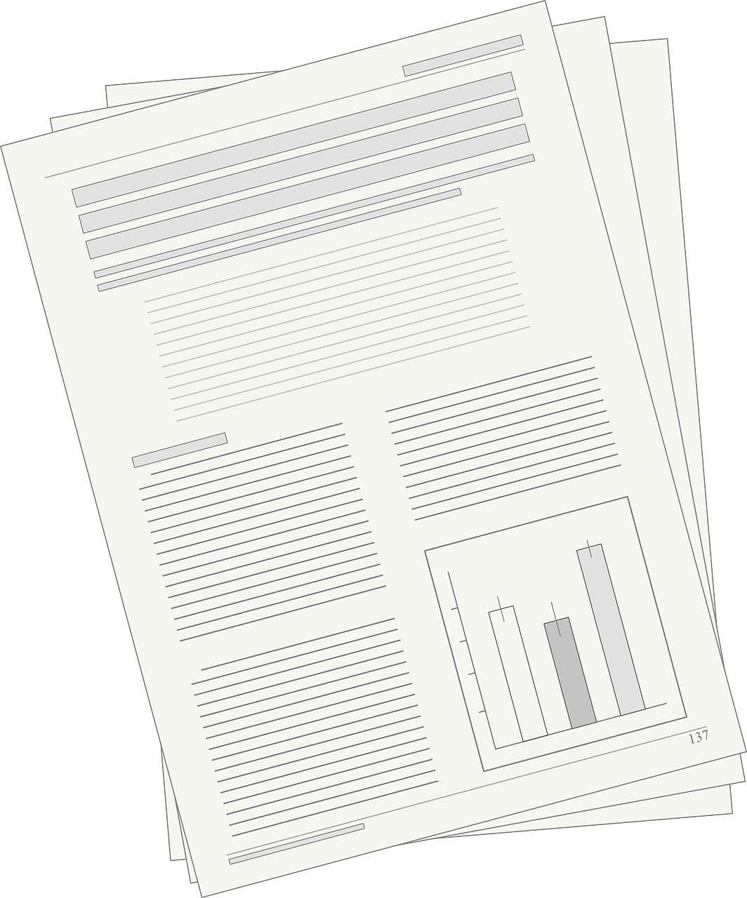 a stack of papers sitting on top of each other, an illustration of, analysis report, clipart, low resolution, simple and clean illustration