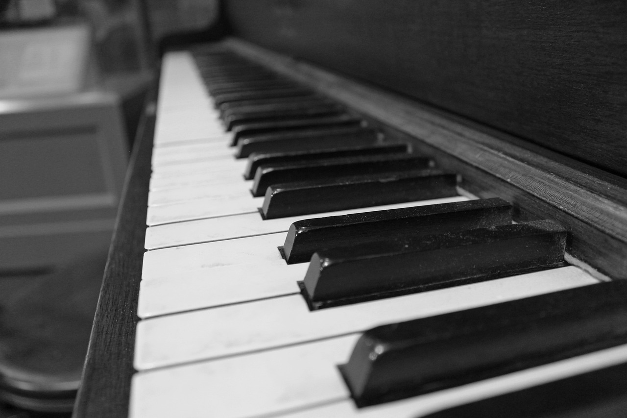 a black and white photo of a piano, a black and white photo, close up portrait photo, discovered photo, high details photo, simple nostalgic