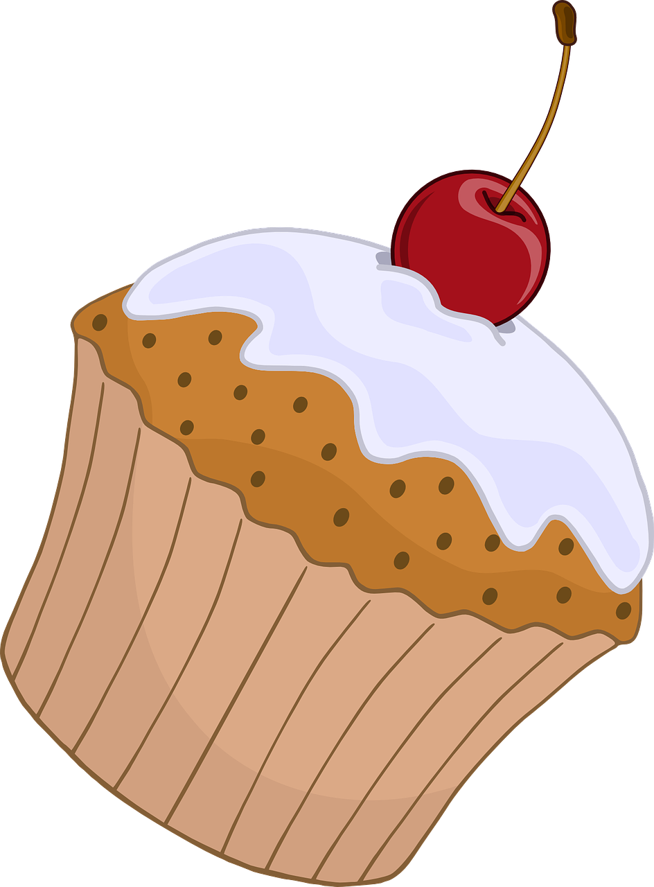 a cupcake with a cherry on top, a digital rendering, !!! very coherent!!! vector art, close-up!!!!!!, wikihow illustration, boys