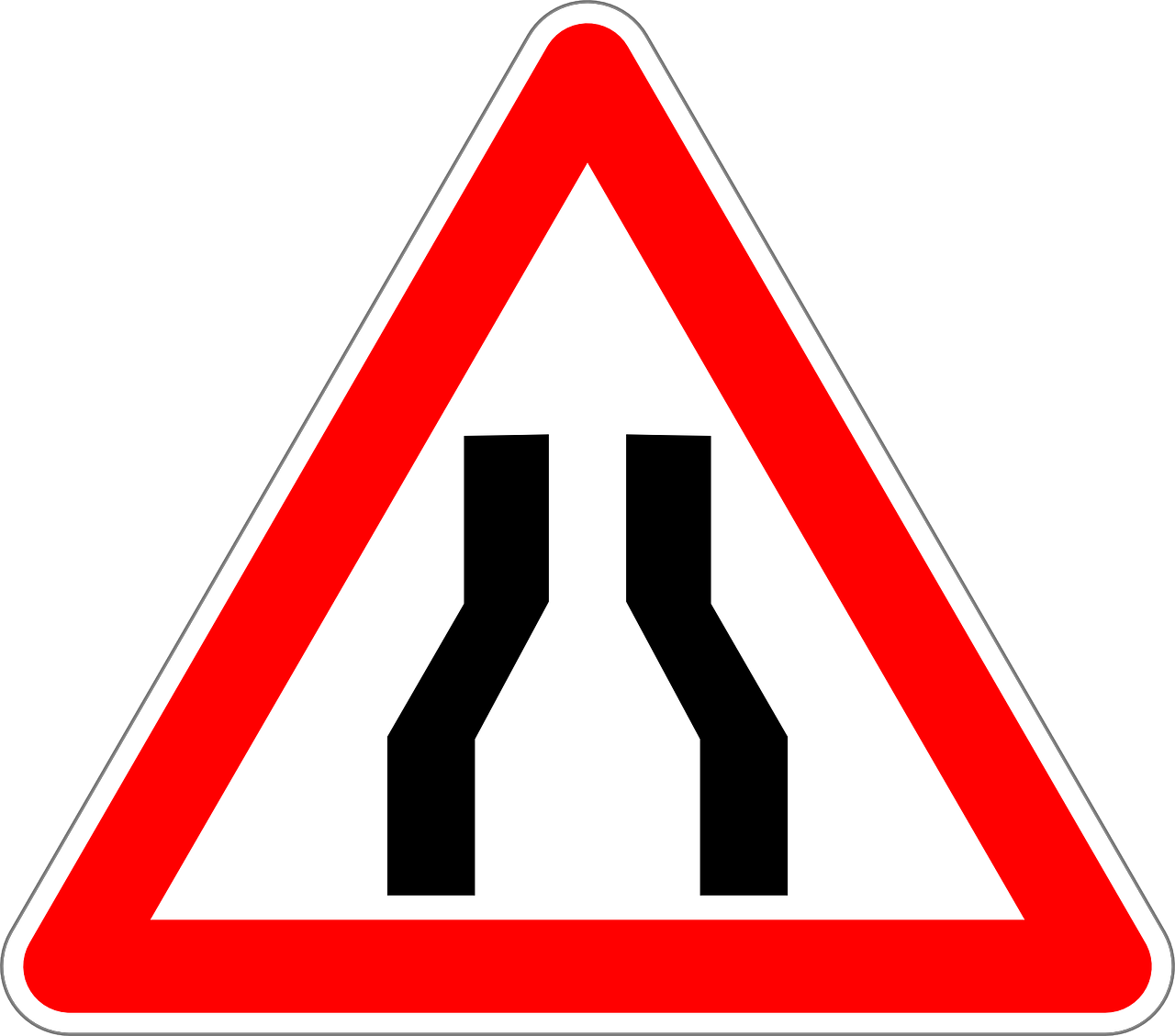 a close up of a road sign on a white background, by Avgust Černigoj, shutterstock, sōsaku hanga, symmetrical illustration, ravine, bending down slightly, twins