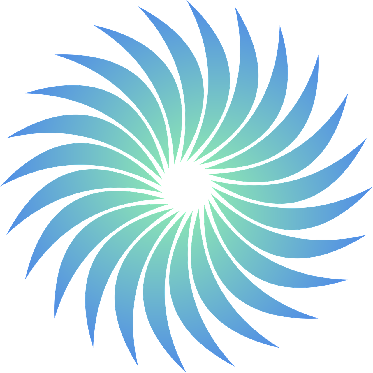 a blue circular object on a black background, inspired by Shūbun Tenshō, hurufiyya, vectorial curves, turbines, spiky, blue and black color scheme))