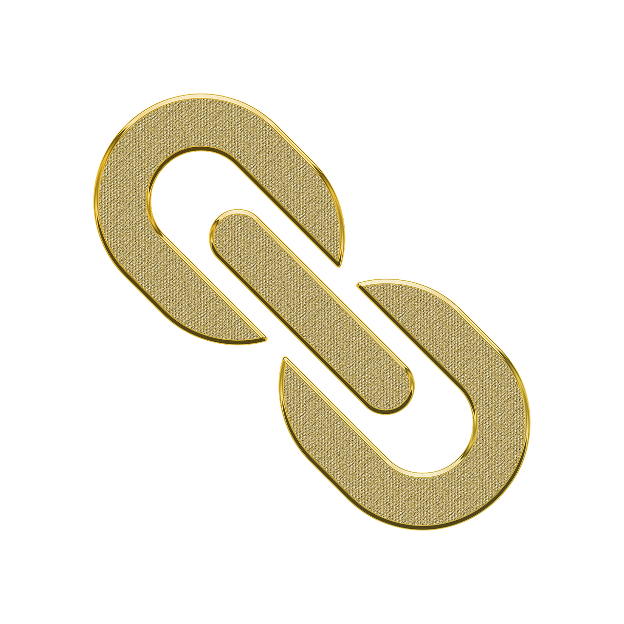 a gold paper clip on a white background, a stipple, by Matt Stewart, graffiti, 8k octae render photo, logo for a social network, golden chain, o pattern