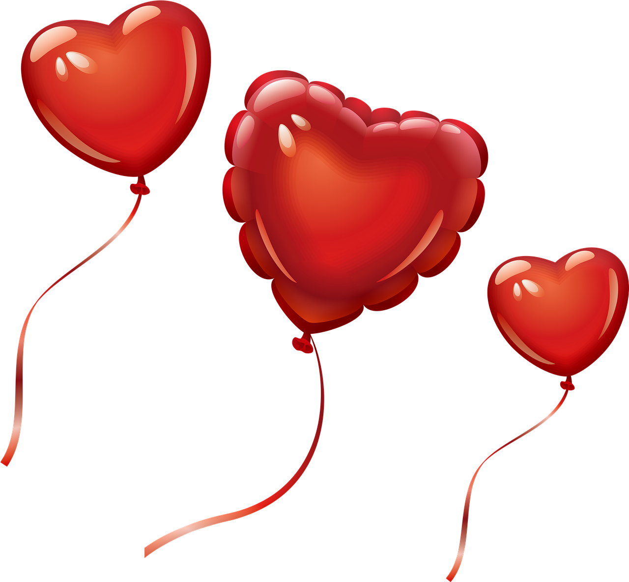 three red balloons in the shape of a heart, vector art, pixabay, romanticism, on black background, honey, heath clifford, ribbon