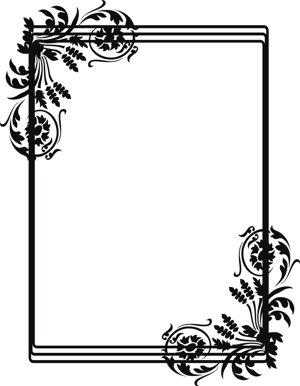 a black and white floral frame on a black background, a screenshot, inspired by Louis Eilshemius, deviantart, baroque, background ( dark _ smokiness ), entirely black full page black, brown background, simple red background