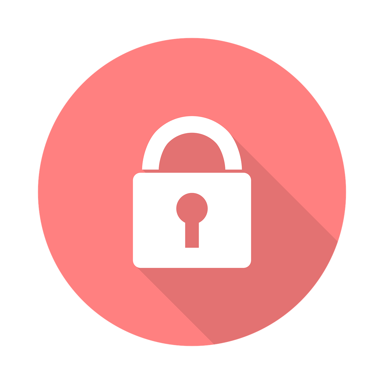 a white padlock with a long shadow on a pink circle, pixabay, on a flat color black background, 🎨🖌, material design, plan